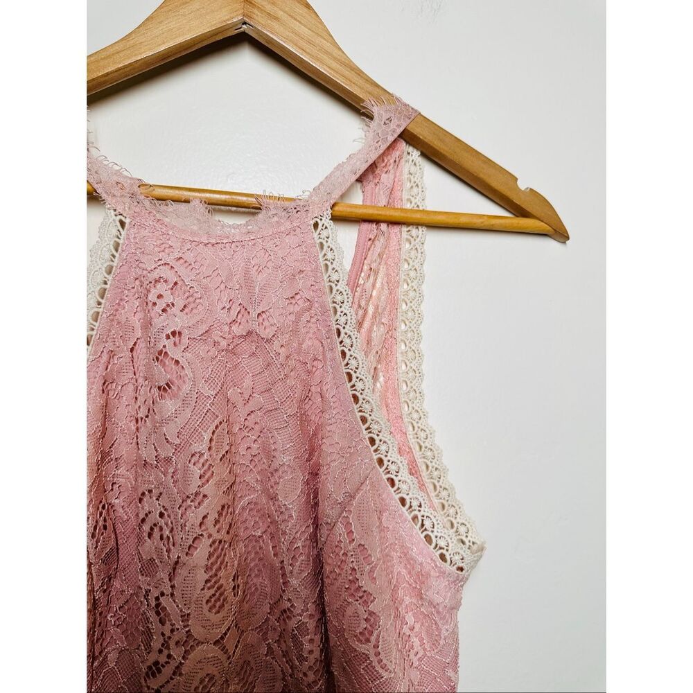 Akira Pink Lace Keyhole Back Maxi Dress Size Small NWOT